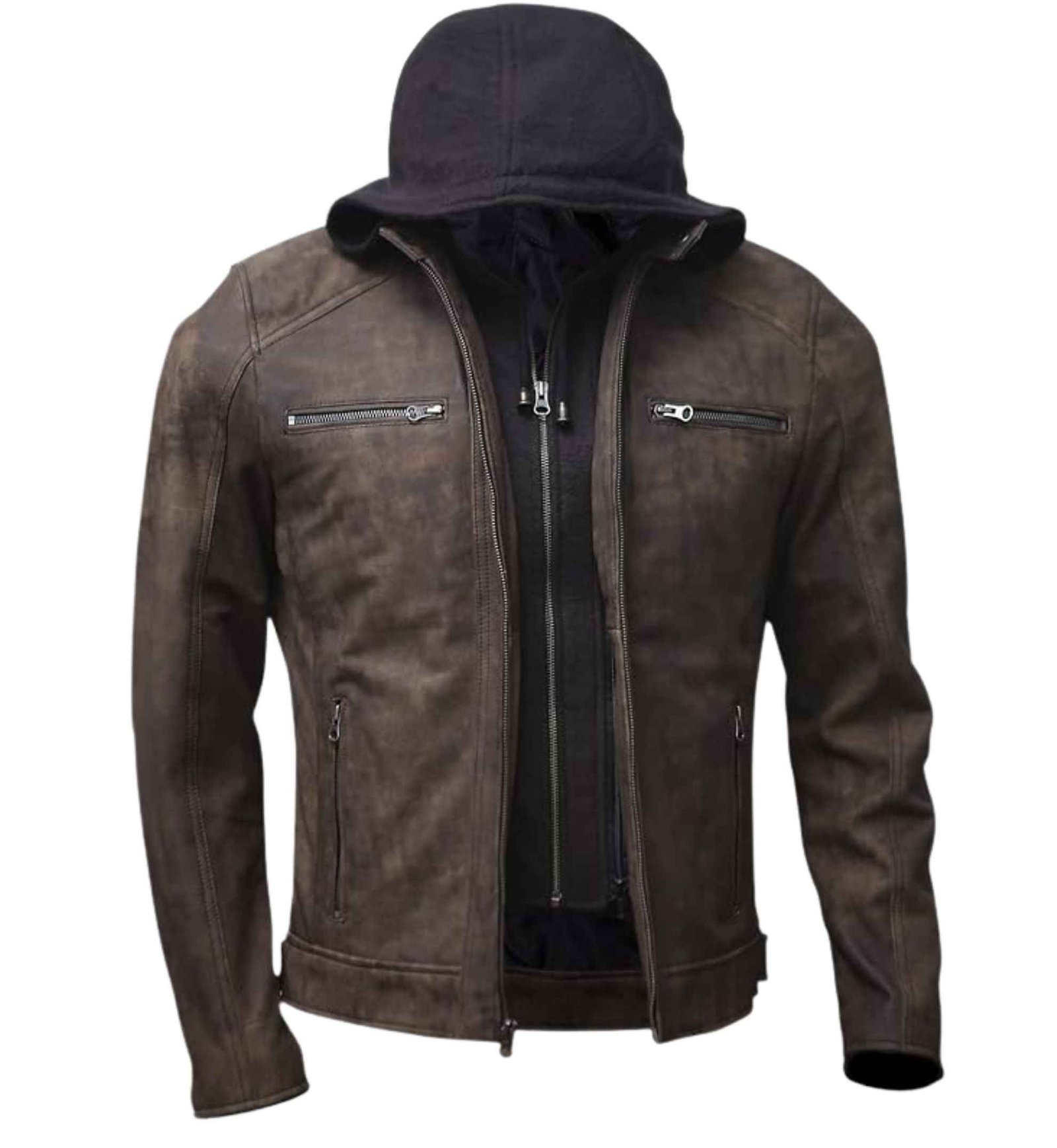 Russet Brown Lambskin Motorcycle Jacket - Image 3