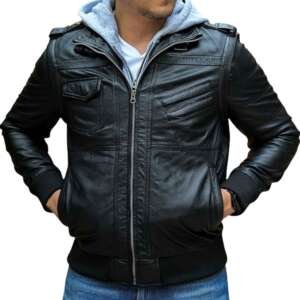 Charcoal Black Lambskin Bomber