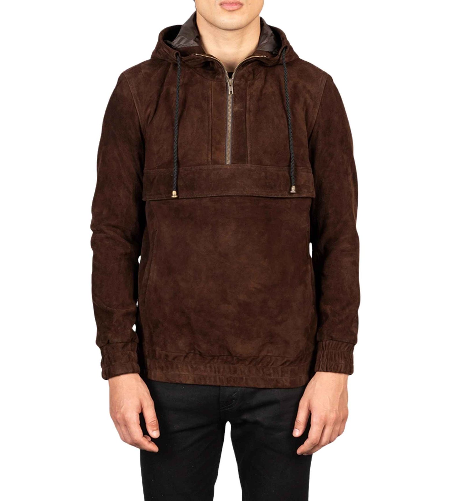 Mocha Suede Pullover Jacket - Image 5