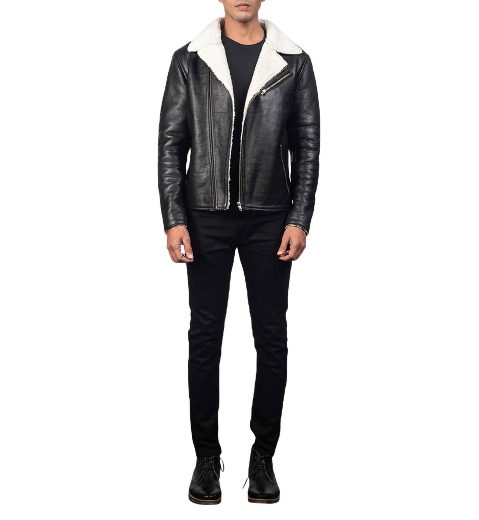 White Peak Black Shearling Jacket