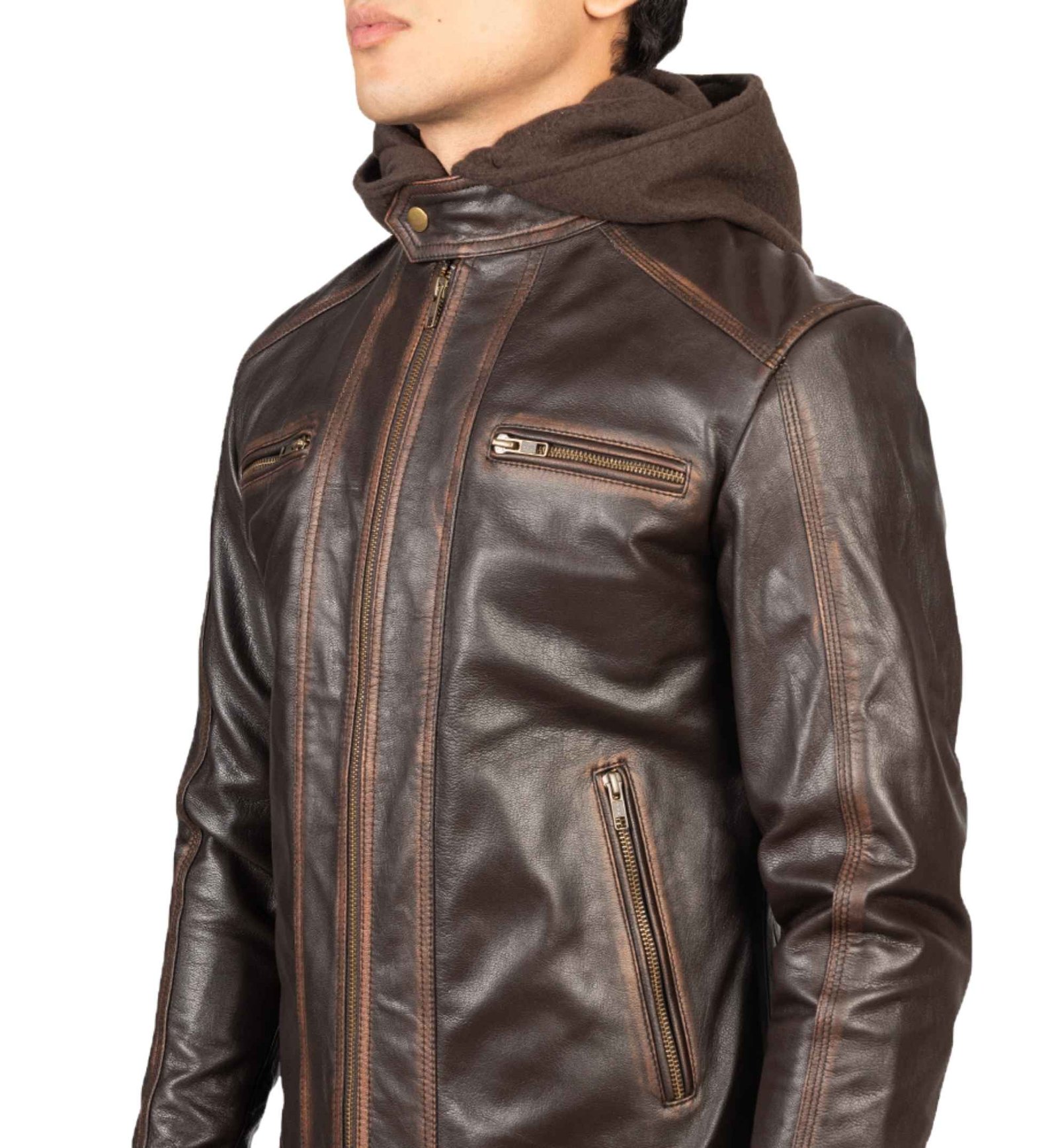 Vintage Brown Biker Jacket - Image 3