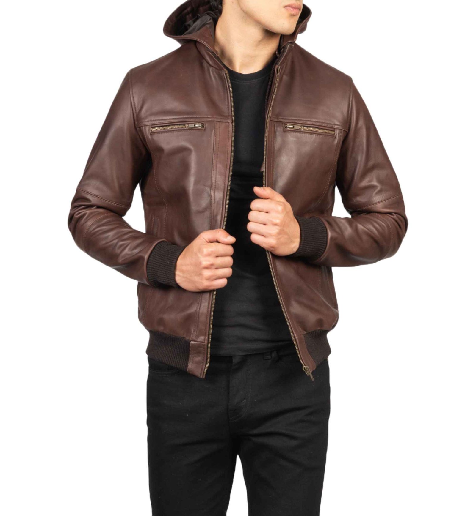 Mocha Brown Cowhide Bomber - Image 5