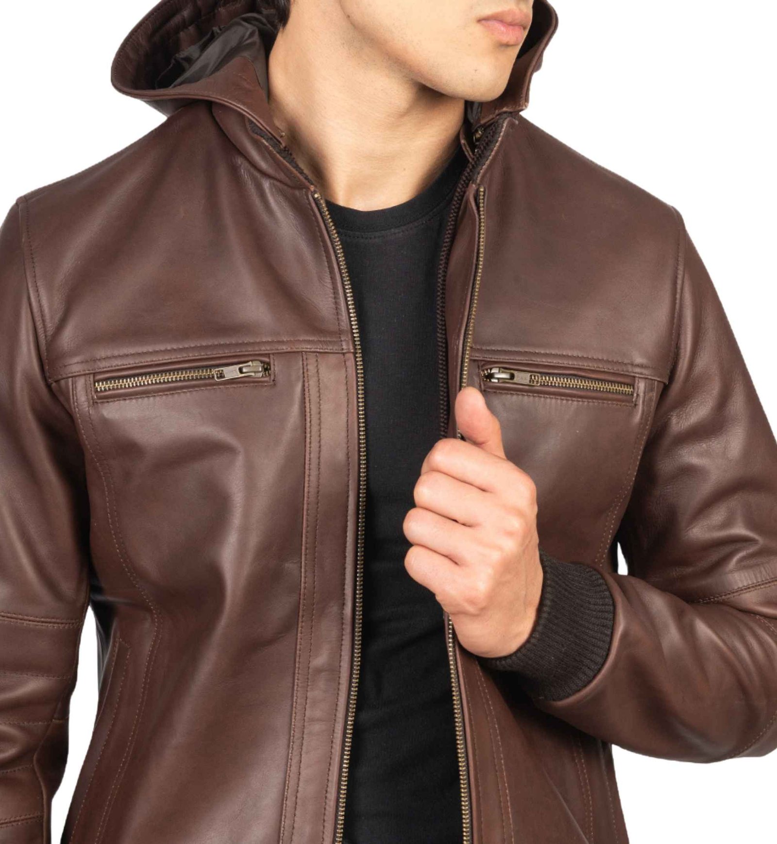 Mocha Brown Cowhide Bomber - Image 3