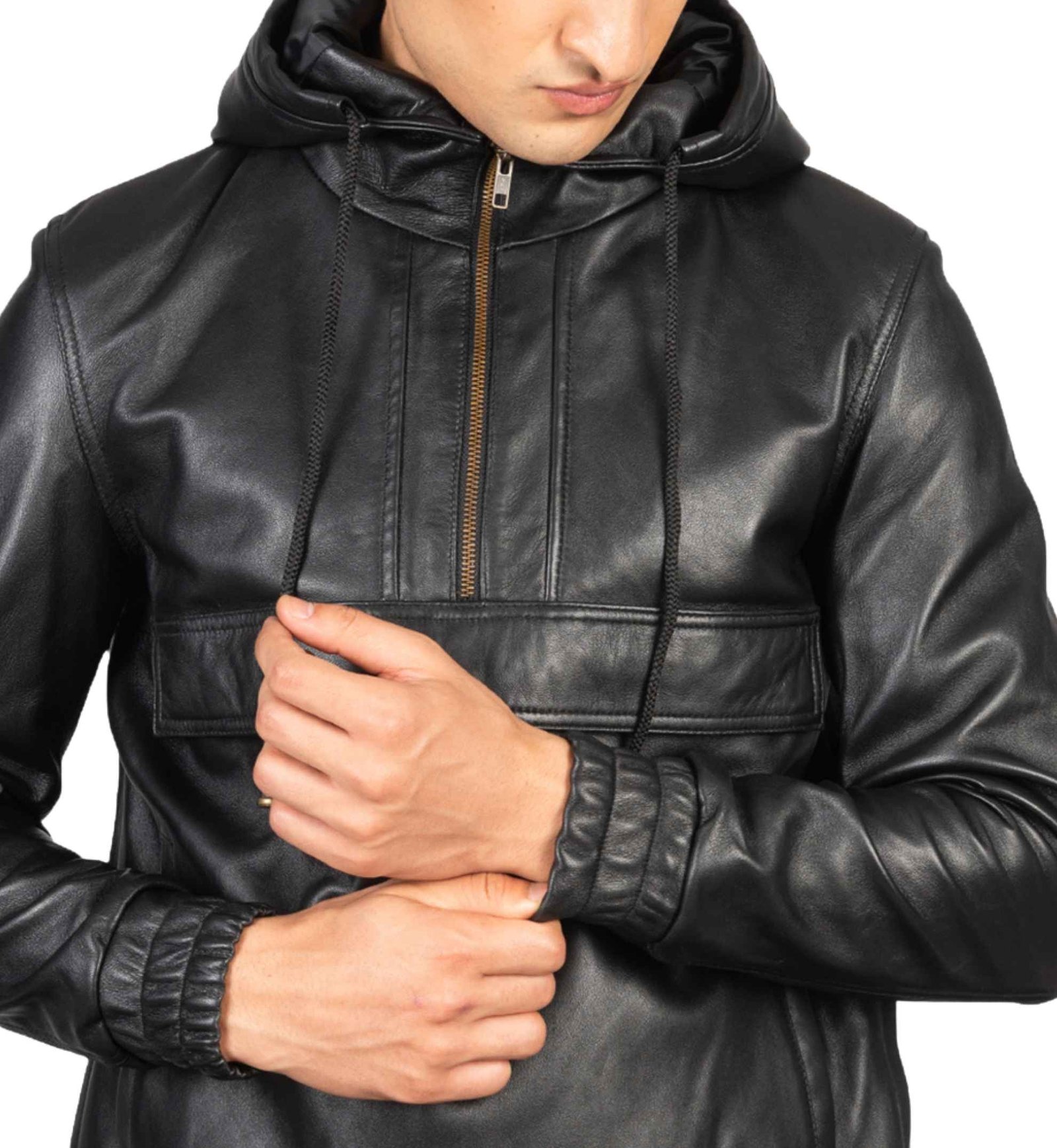 Raven Black Sheepskin Pullover Jacket - Image 3