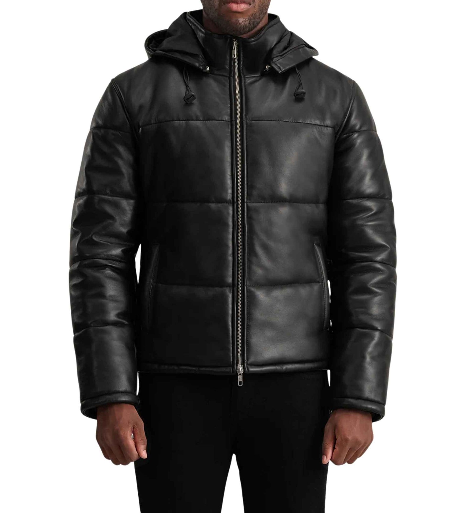Obsidian Black Leather Puffer Jacket - Image 5