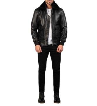 Black Fur Collar Flight Jacket