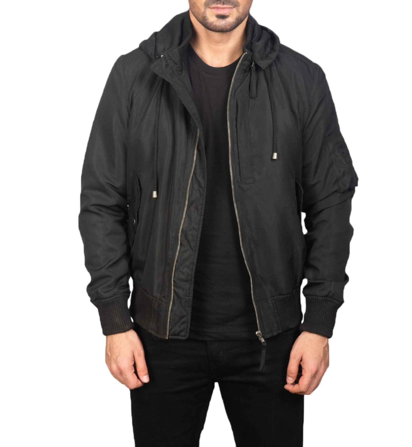 Black Hooded Polyester Jacket - Image 6