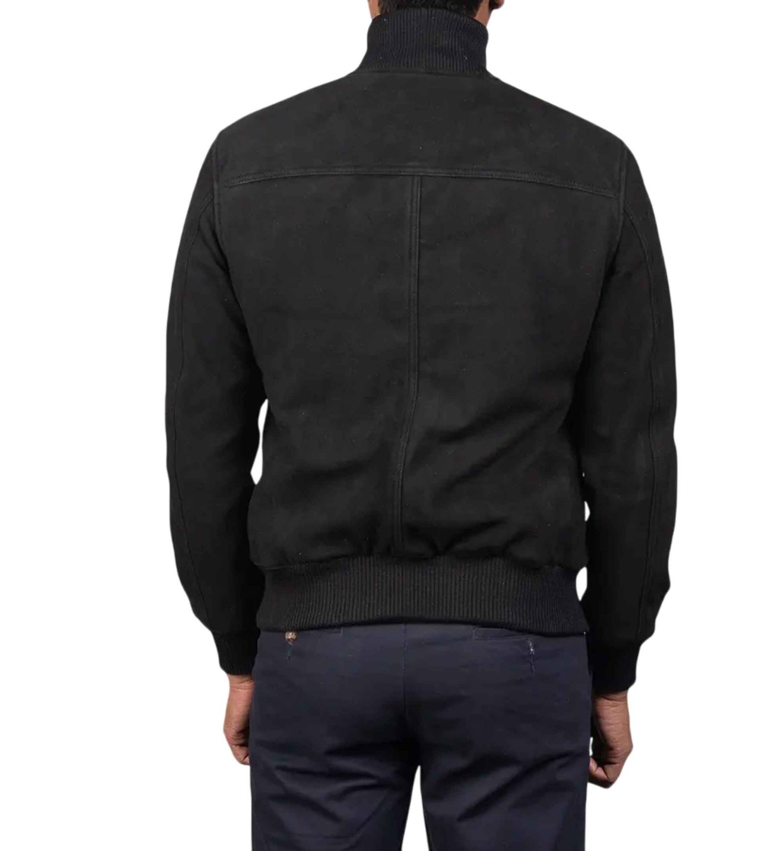 Black Suede Bomber Jacket - Image 4