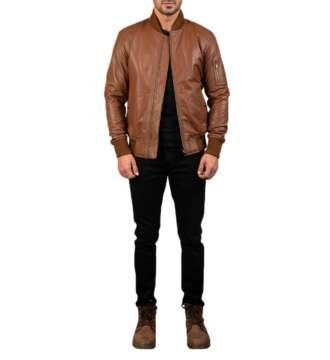 Brown Bomber Leather Jacket