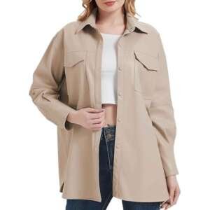 Sand Faux Leather Shacket