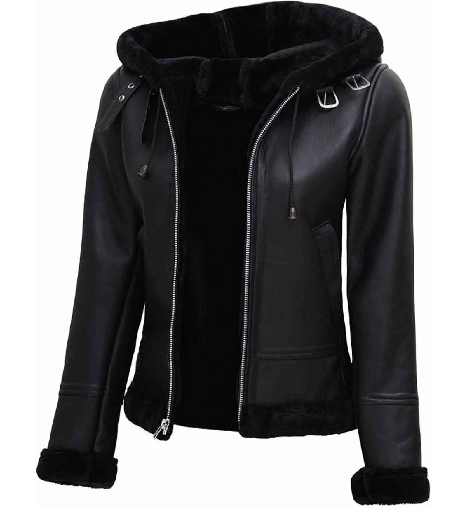 Midnight Shearling Aviator Jacket - Image 2