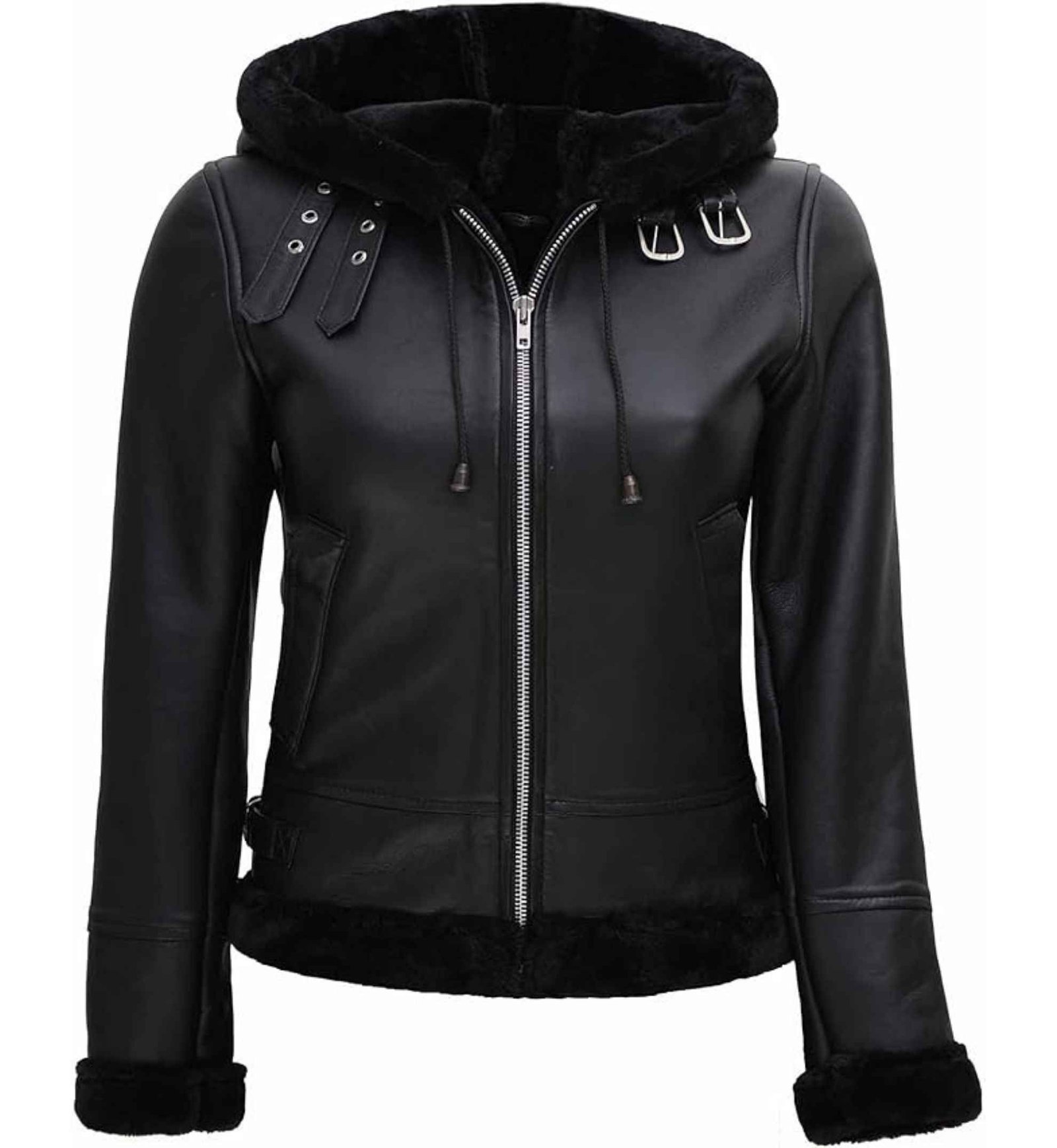 Midnight Shearling Aviator Jacket - Image 4