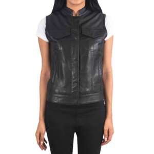 Ebony Cropped Moto Vest