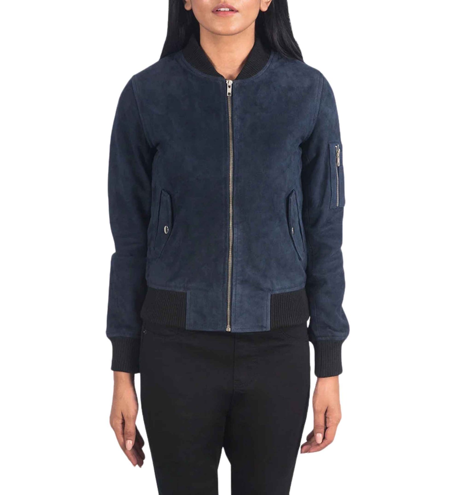 Azure Suede Aviator Bomber - Image 5