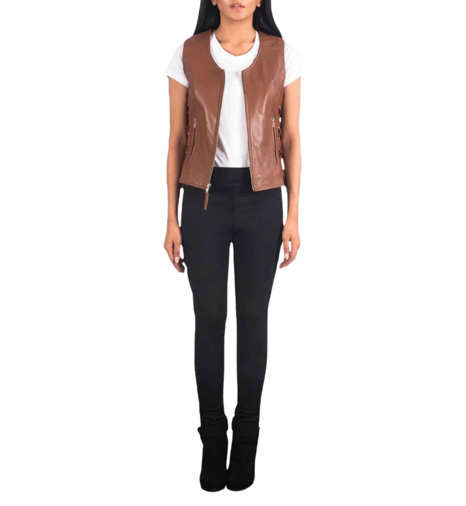Chestnut Laced Biker Vest - Image 5