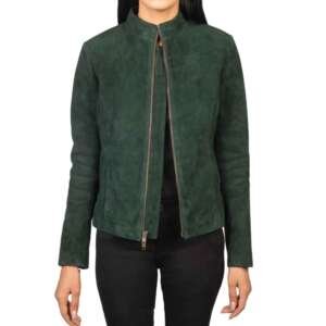 Emerald Suede Mandarin Jacket