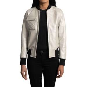 Silver Aniline Bomber Jacket