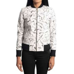 Pearl White Suede Bomber