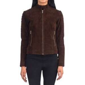 Timber Quilted Mocha Suede Moto