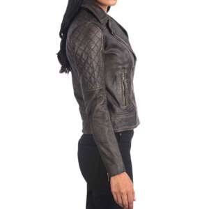 Umber Quilted Distressed Moto