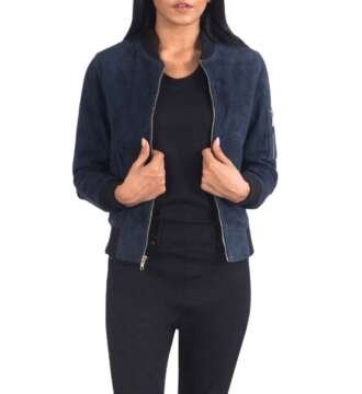 Azure Suede MA-1 Bomber