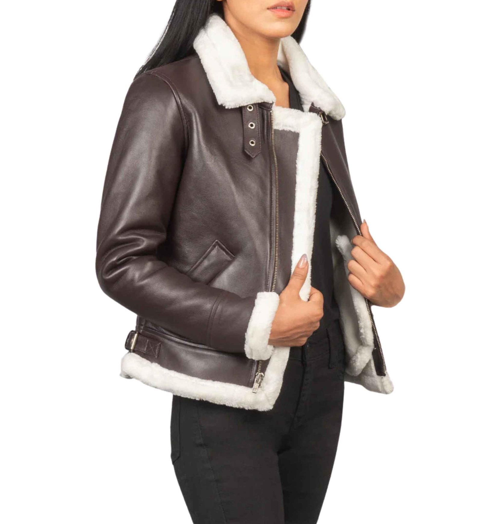 Ember B-3 Maroon Shearling Bomber - Image 3