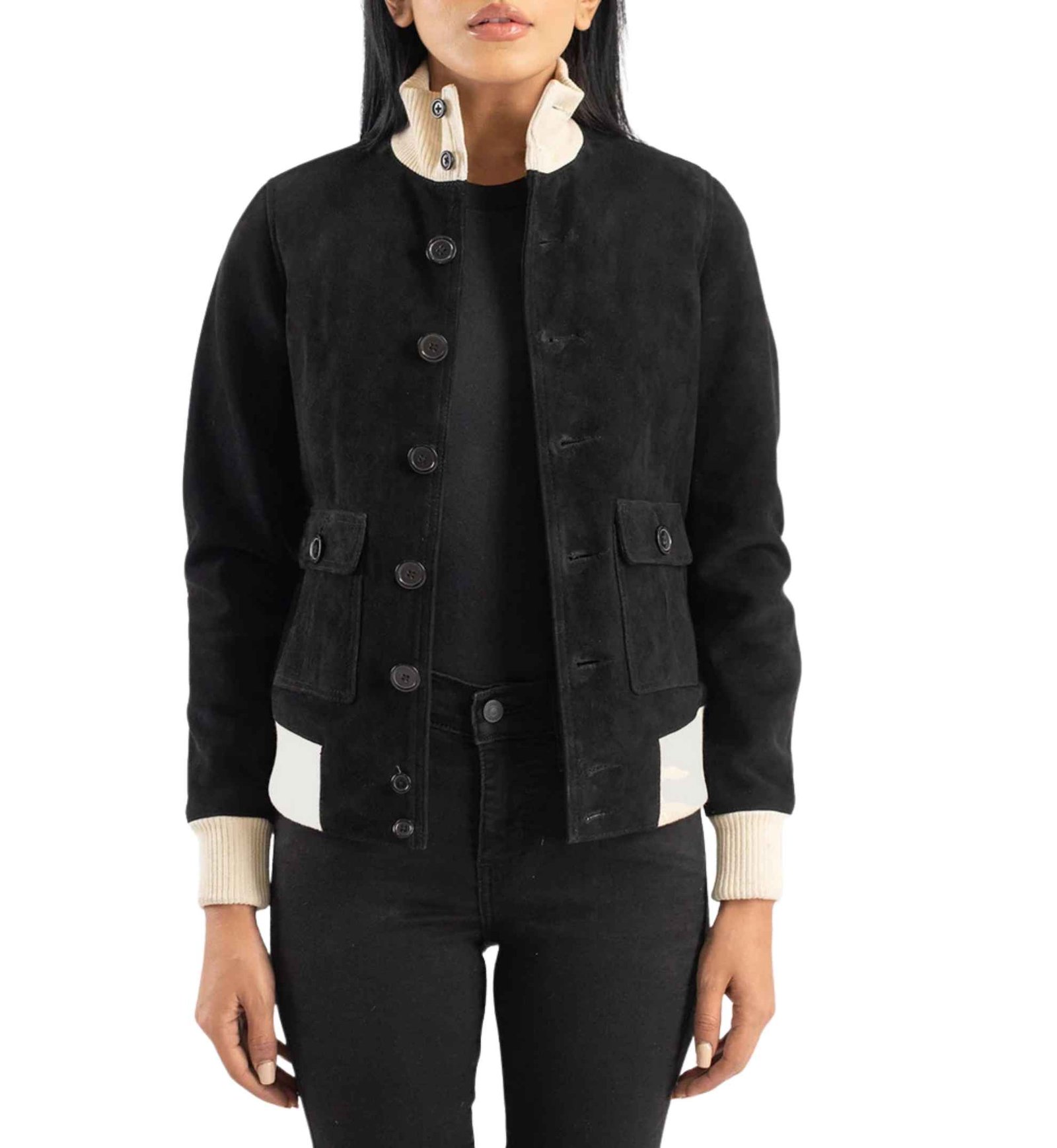 Sasha Black Suede Bomber