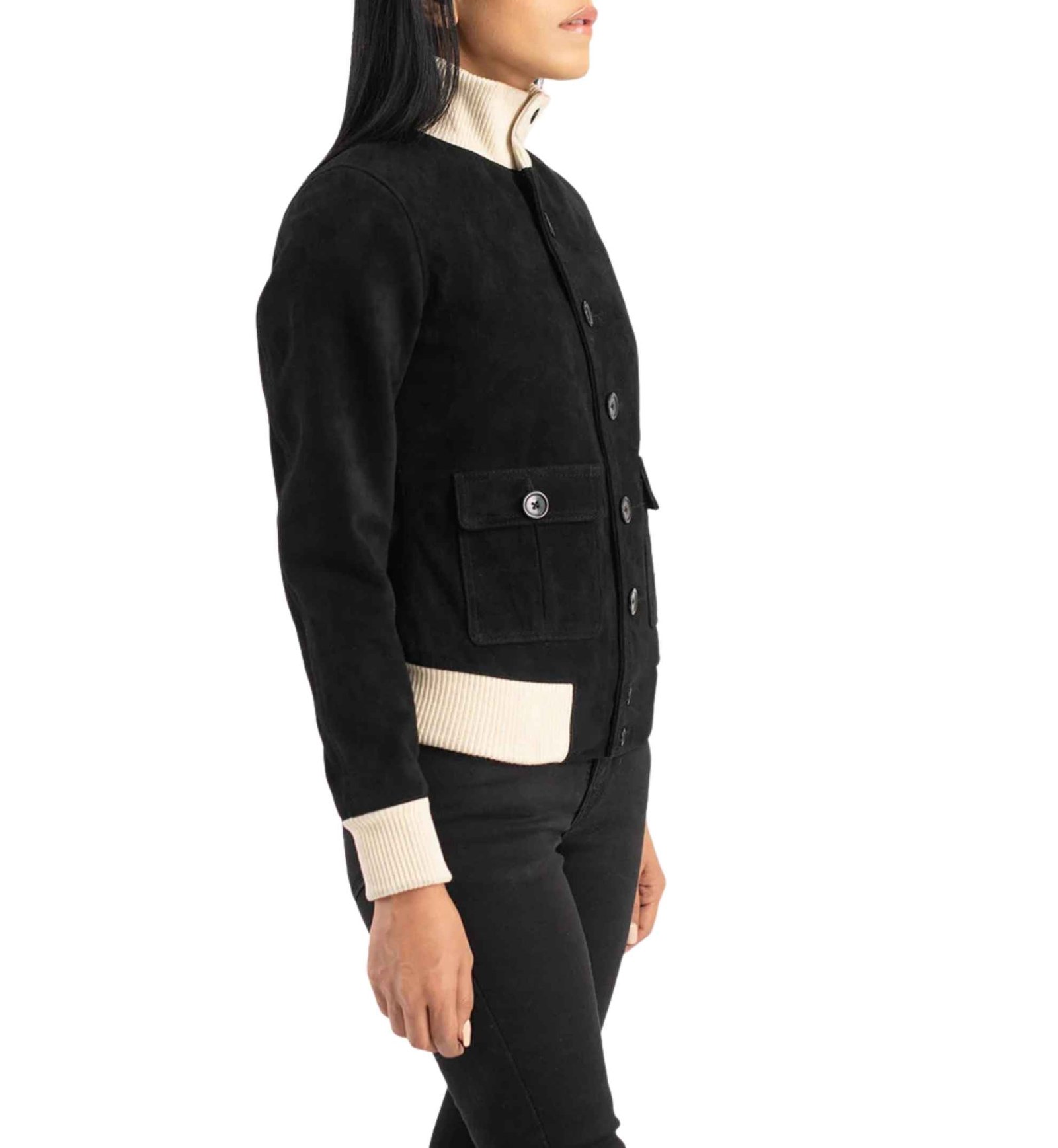 Sasha Black Suede Bomber - Image 2
