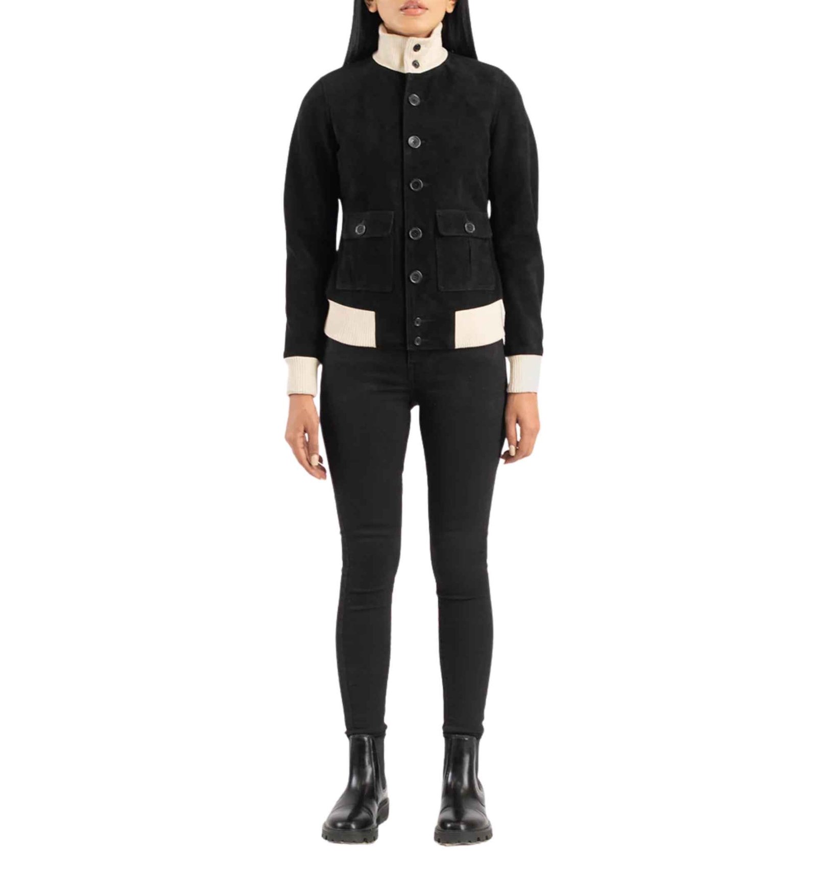 Sasha Black Suede Bomber - Image 6