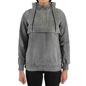 Mist Grey Hooded Suede Pullover