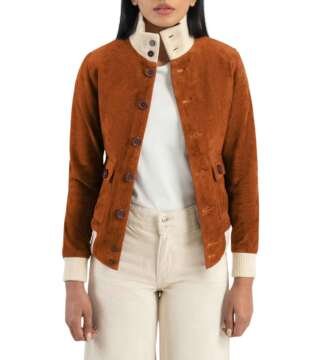 Sasha Brown Suede Bomber