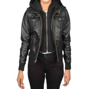 Onyx Hooded Moto Bomber