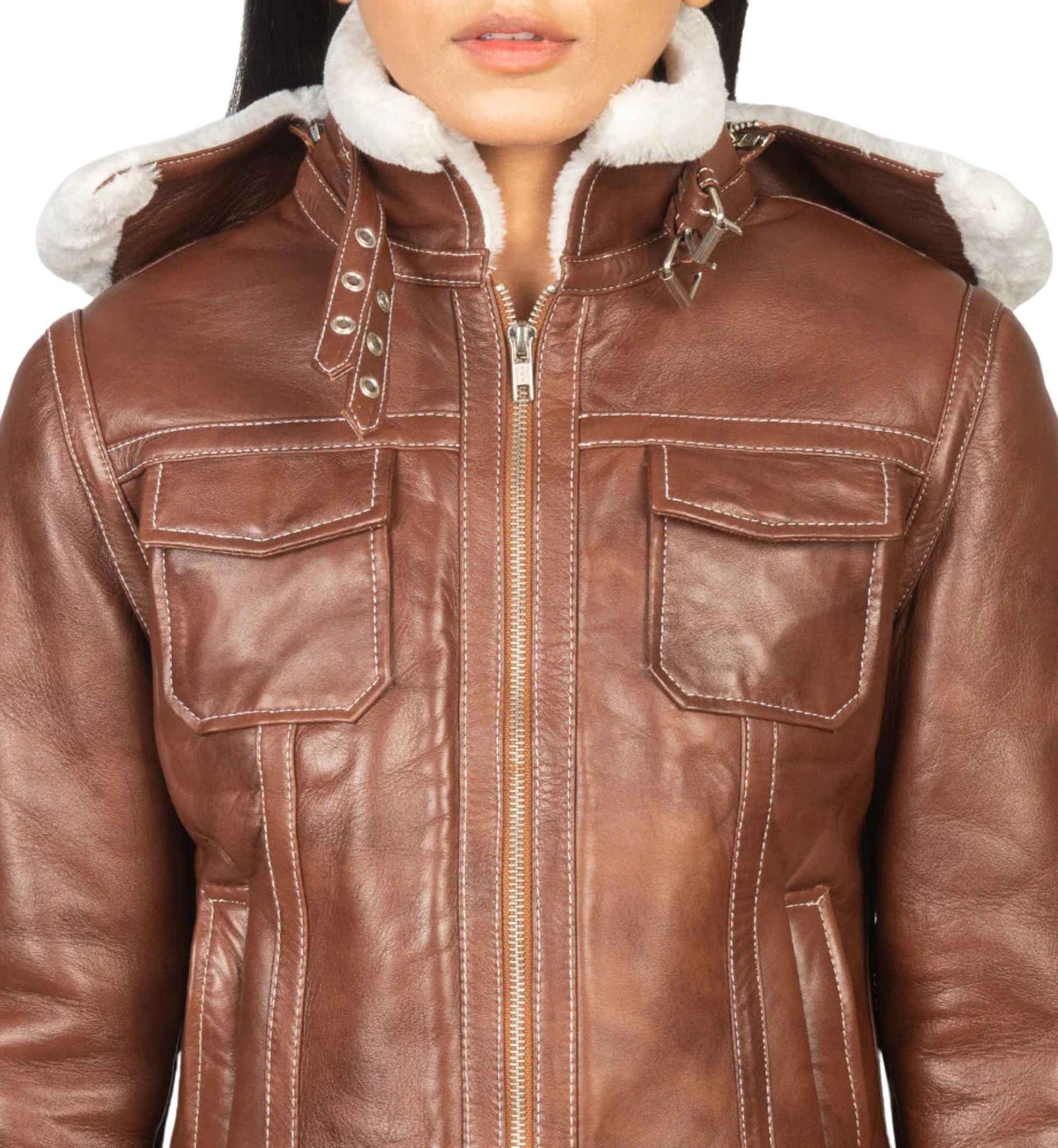 Sienna Hooded Shearling Bomber - Image 3