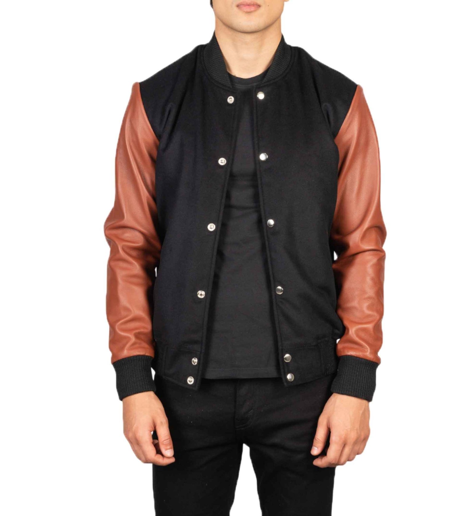 Vanguard Black & Brown Hybrid Varsity Jacket - Image 6
