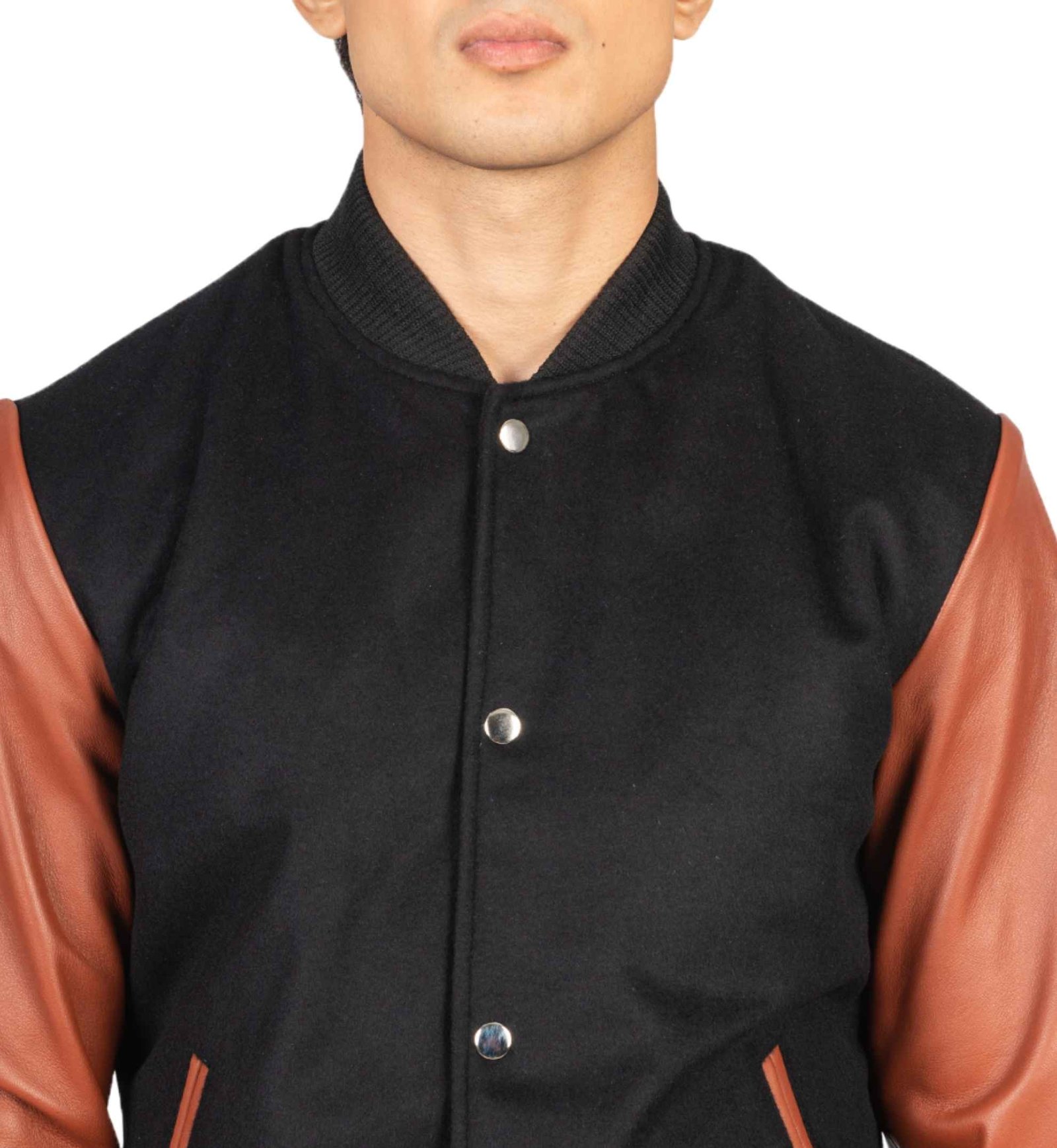 Vanguard Black & Brown Hybrid Varsity Jacket - Image 3