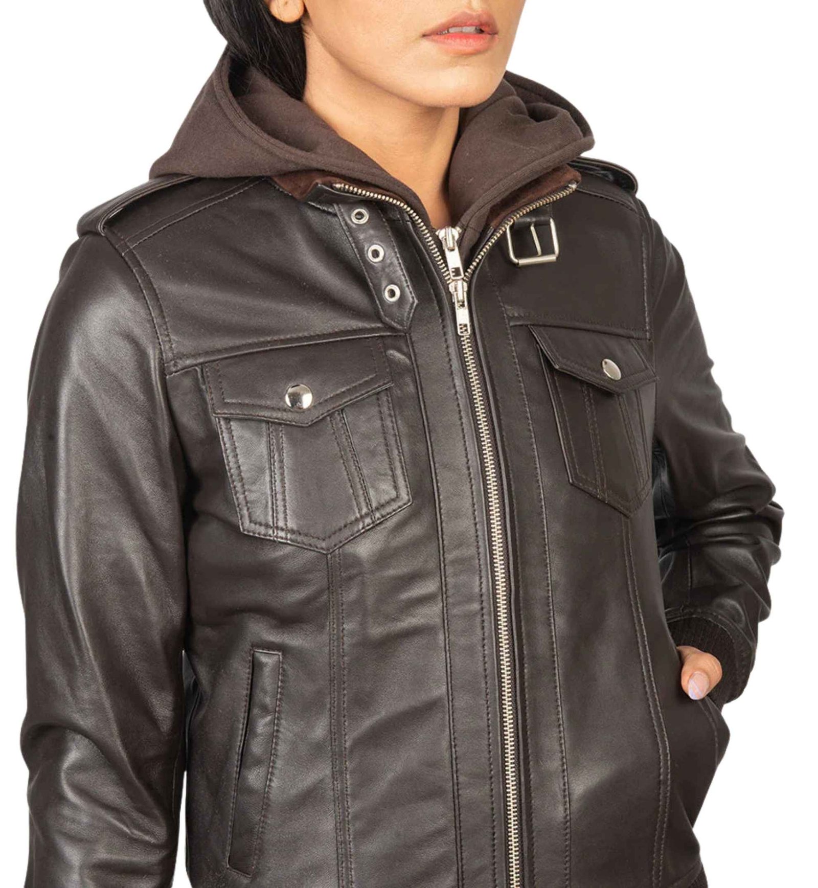 Sienna Hooded Moto Bomber - Image 3