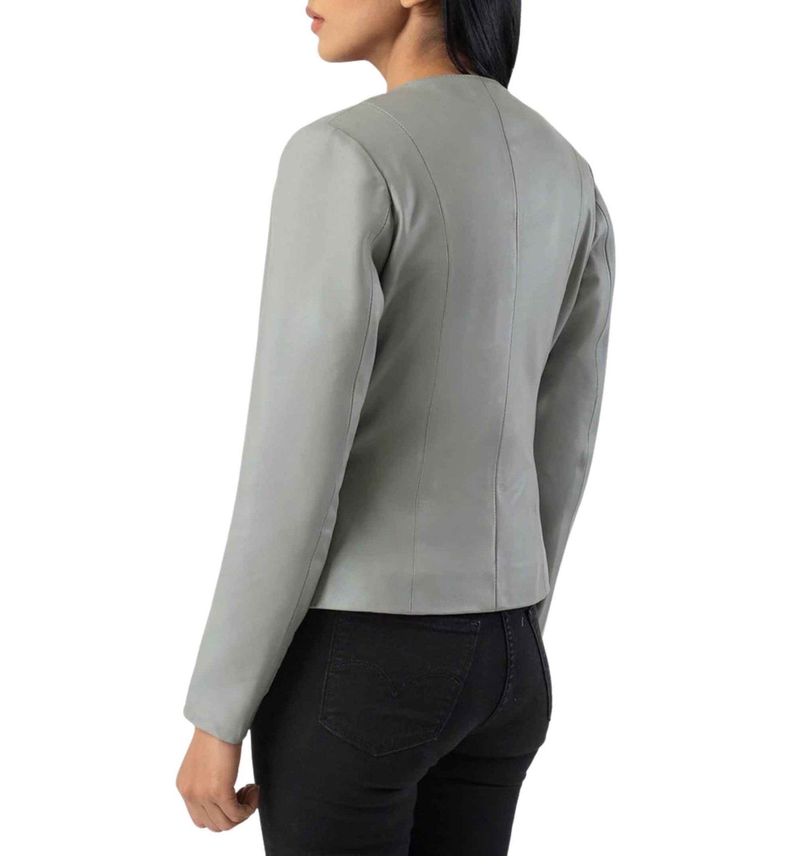 Ash Grey Collarless Jacket - Image 6