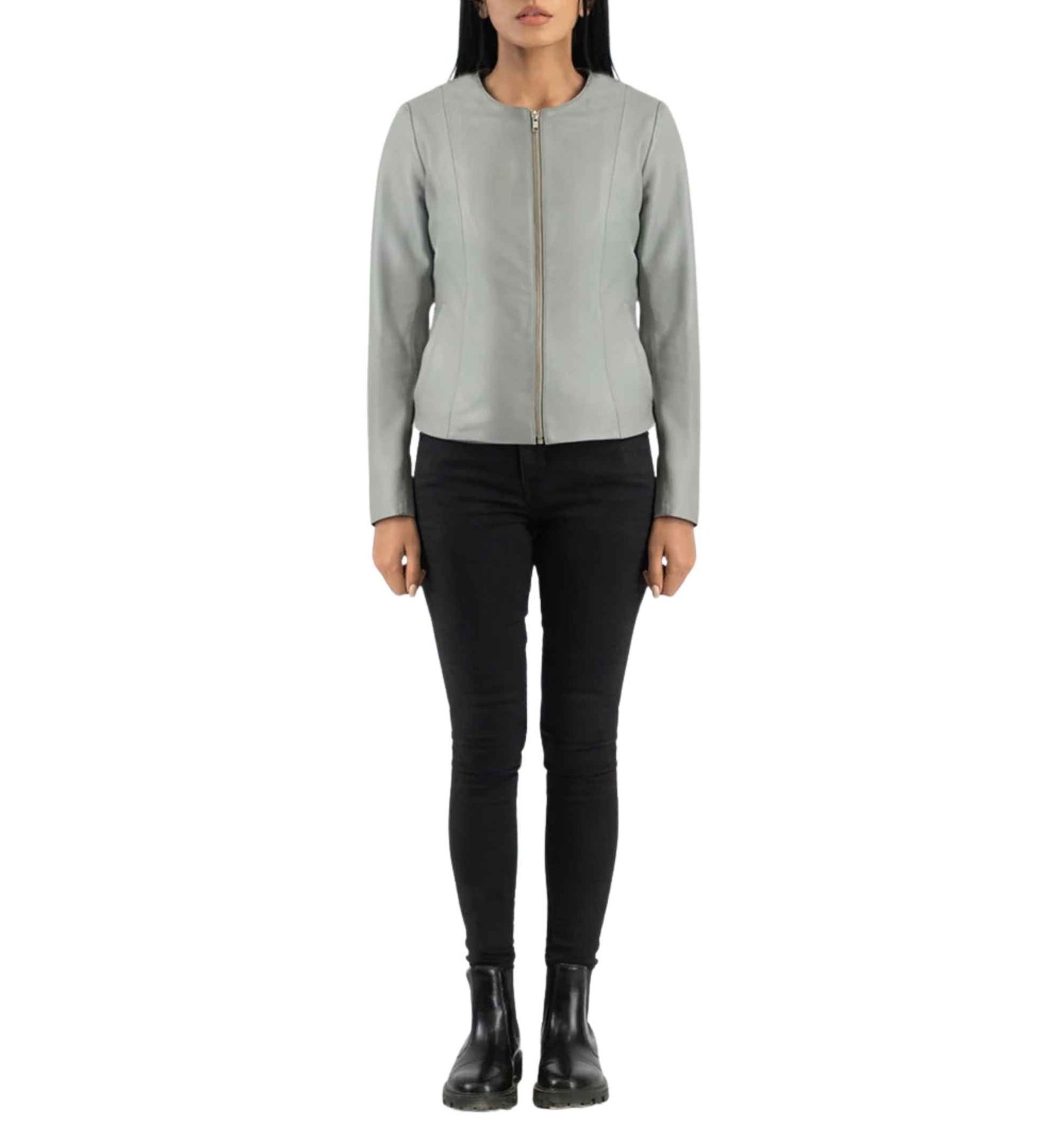 Ash Grey Collarless Jacket - Image 5