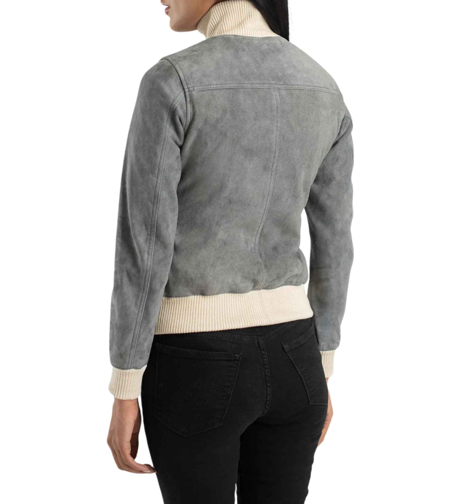 Ash Grey Suede Bomber - Image 4