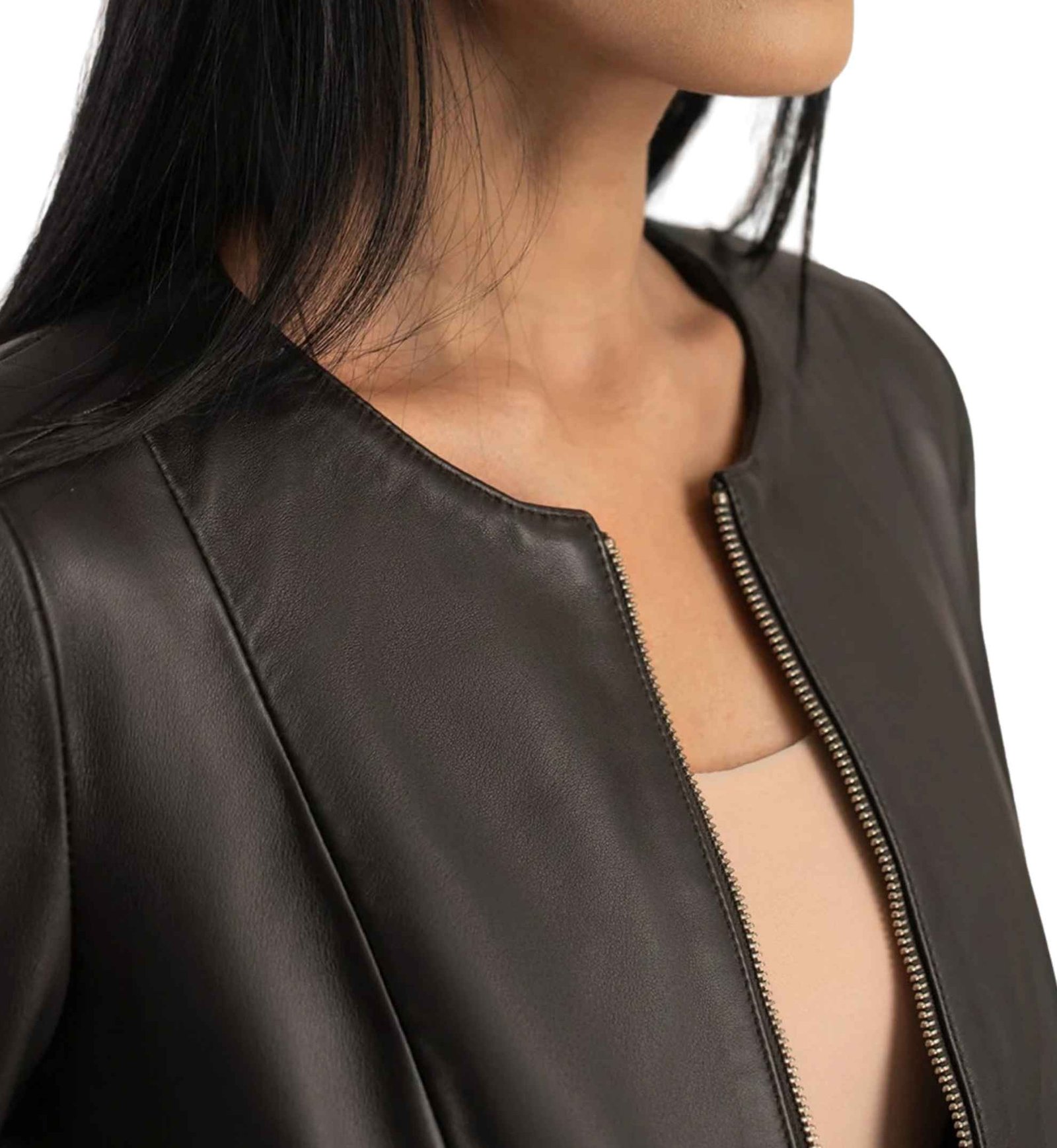 Umber Brown Collarless Jacket - Image 3