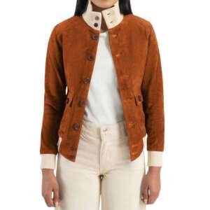 Sienna Suede Button Bomber