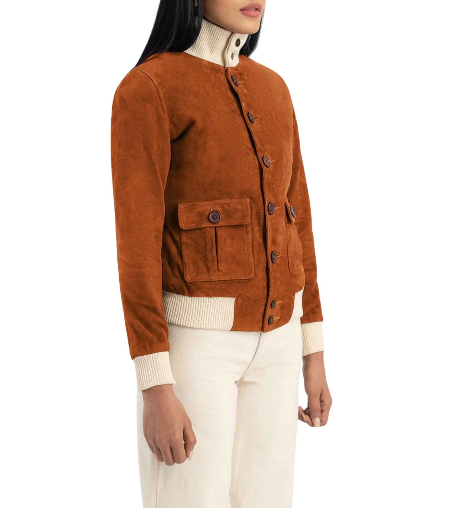 Sienna Suede Button Bomber - Image 2