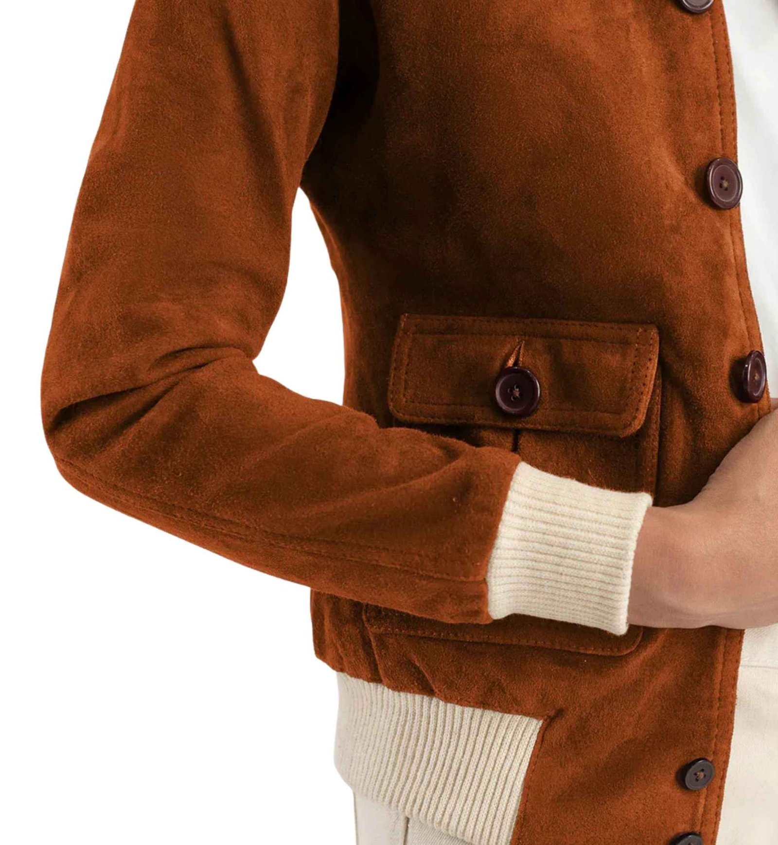 Sienna Suede Button Bomber - Image 3