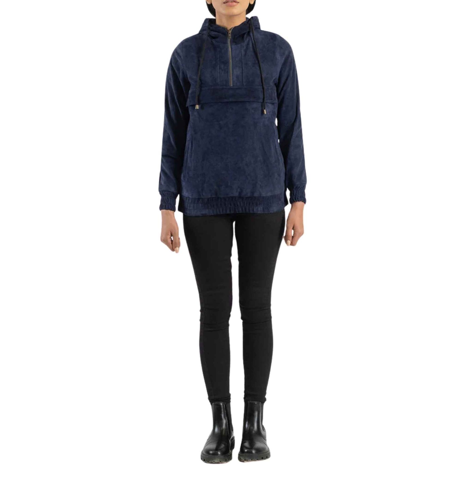 Azure Hooded Suede Pullover - Image 6